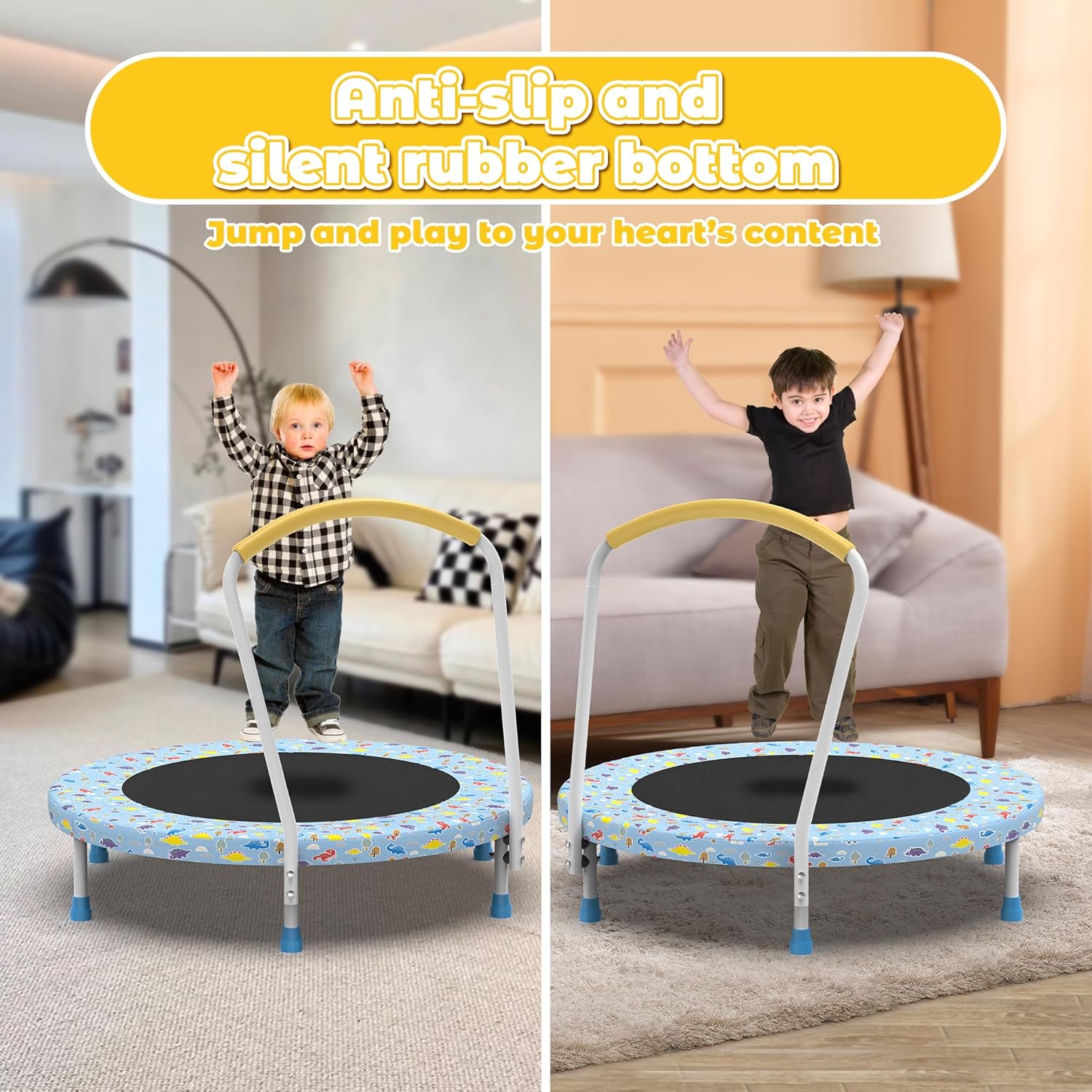 CZBZ 36'' Toddler Trampoline Trampoline for Kids, Mini Indoor/Outdoor Trampoline, Small Rebounder Trampoline with Foam Handlebar, Birthday Gift for Boy and Girl Baby Trampoline