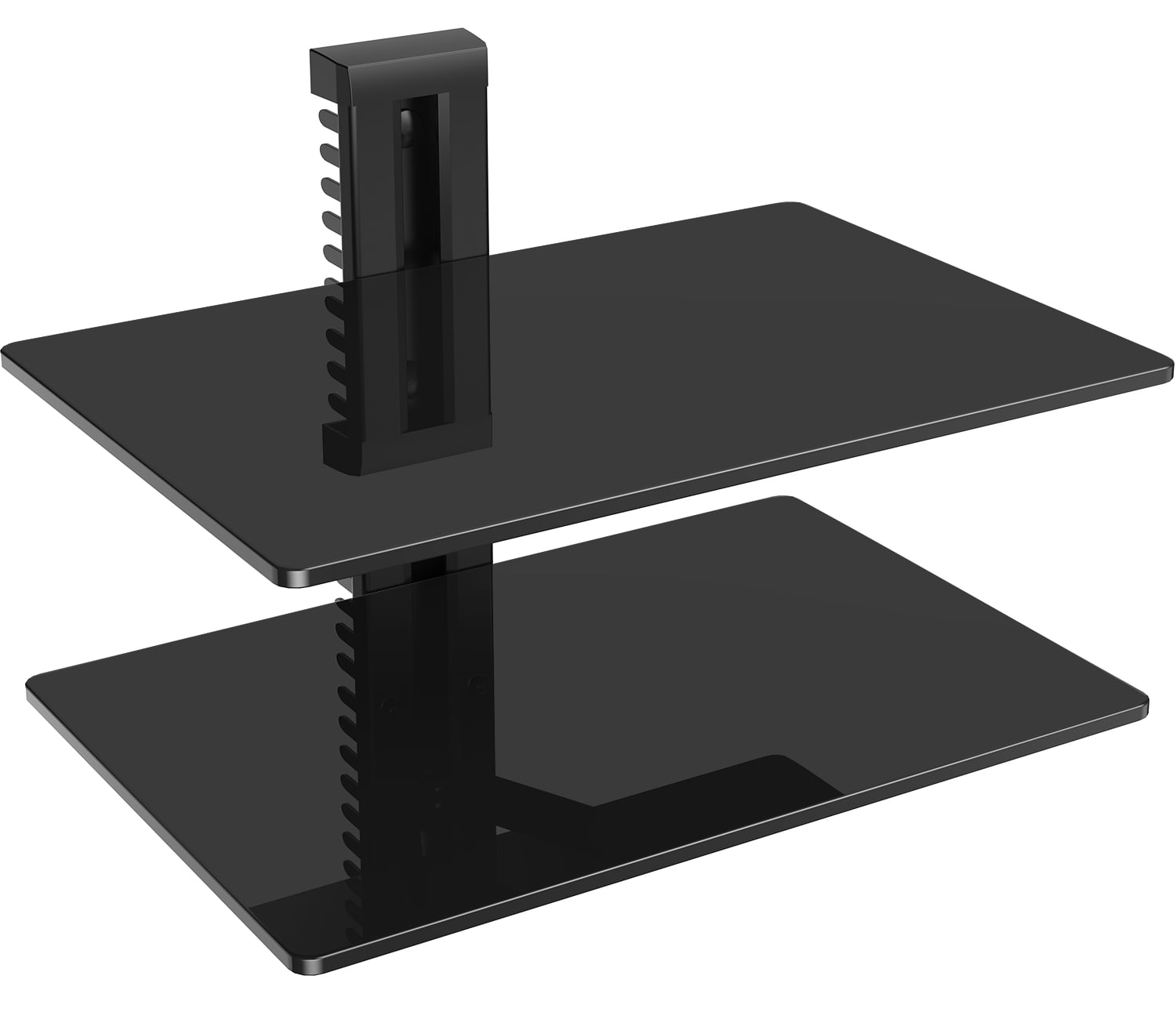 Wall Mounted 2 Tiers Glass AV Mount Shelf for Xbox /Cable Boxes/Gaming