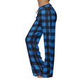thumbnail image 3 of Flannel Pajama Pants Women Soft Christmas Plaid Sleep Lounge Pj Bottoms Casual Drawstring Elastic High Waisted Pajama Pants Loose Wide Leg Sleepwear,Royal Blue,3XL, 3 of 6