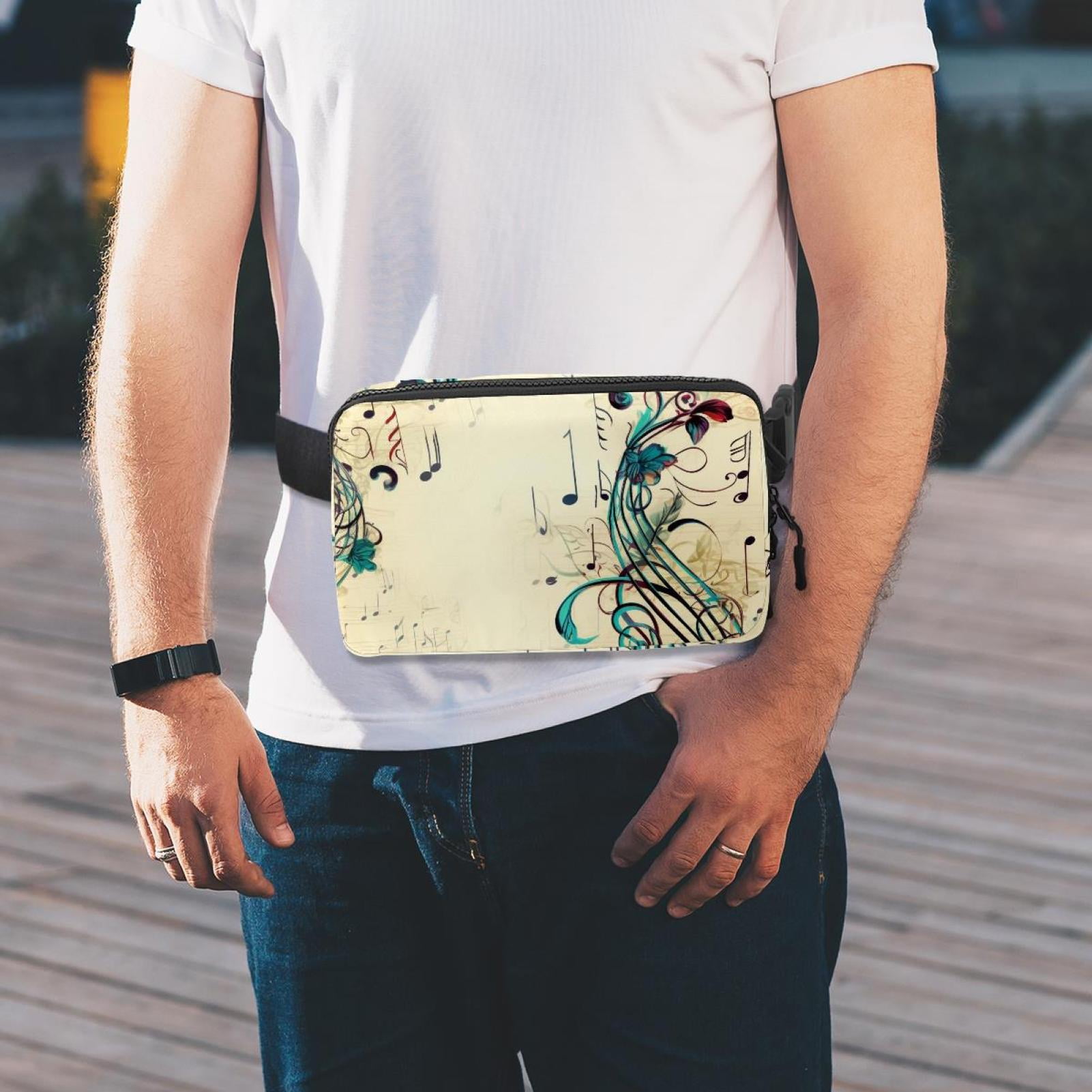 Notes Lightweight Adjustable Fanny Pack with Extension Strap - Unisex Crossbody Bag Fanny Bag