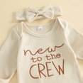 thumbnail image 5 of Cjfdfy Newborn Baby Girl Fall Outfit New To The Crew Romper Ribbed Waffle Knit Long Sleeve Bodysuit And Headband Set Preemie Cute Coming Home Fall Winter Outfit, 5 of 8