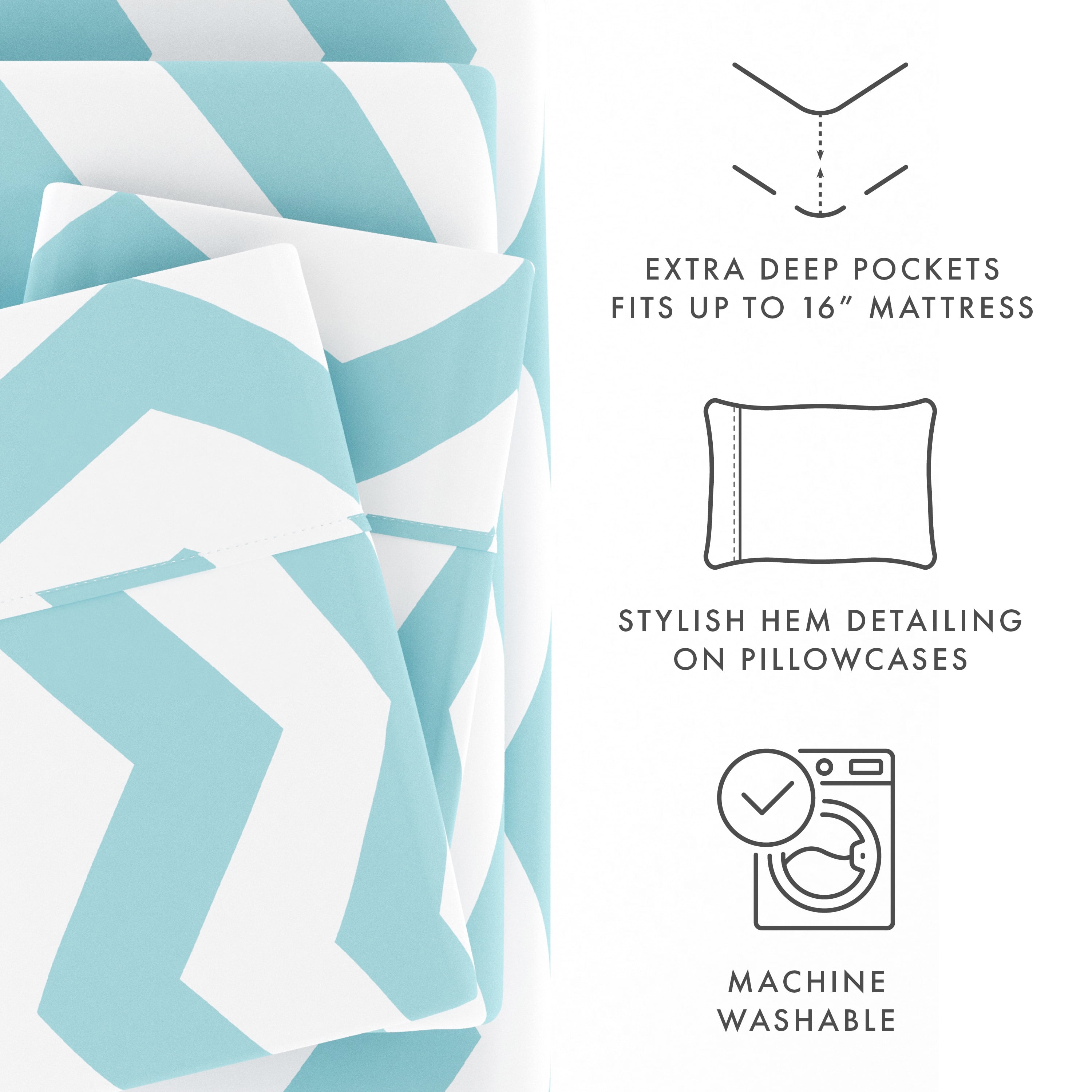 Noble Linens 4 Piece Pattern Microfiber Bed Sheets Set, Turquoise Arrow, King