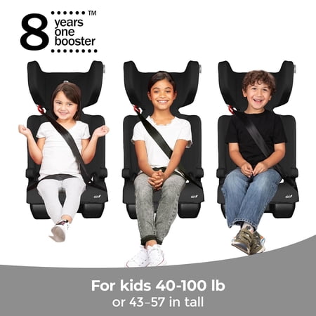 Diono Airi Travel High Back Booster Car Seat, Foldable Travel Booster Seat, Slim Fit 3 Across, Side Impact Protection, For Kids 40-100 lbs & 43-57 in, Black