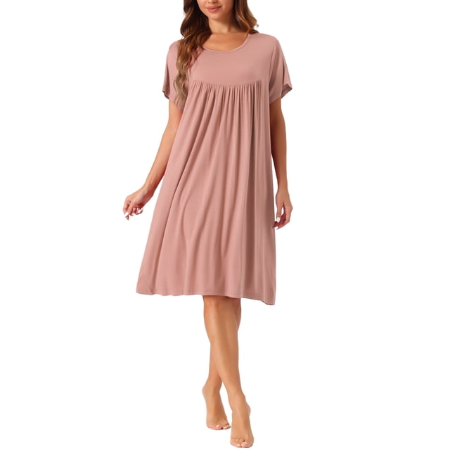 Camisones de mujer INSPIRE CHIC, pijamas de algodón, camisa de dormir suelta, camisón de manga corta, camisón acogedor L Rosa