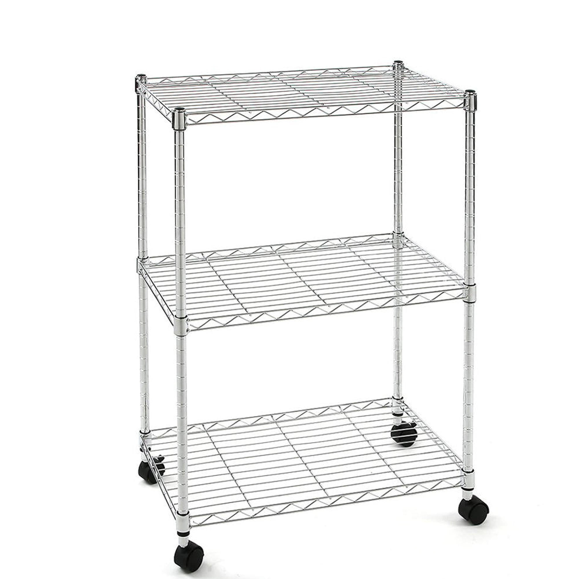 3 Tier Adjustable Chrome Plated Steel, Adjustable Open Wire Shelving