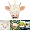 thumbnail image 1 of Boho Style Bull Head Tassel Wall Hanging Cow Horn Car Ornament For Home Vehicle Decoration, 1 of 6