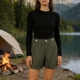 thumbnail image 6 of Aimik 2026 Women's Relaxed Corduroy Shorts Trendy Button Decoration Solid Shorts with Pockets Summer Loose Fit Shorts, 6 of 6