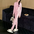 thumbnail image 5 of Cethrio Girls Thermal Pajama Sets, Crew Neck Two Piece Long Sleeve Winter Sleepwear Loungewear Pink Size 10-12, 5 of 5