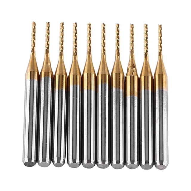 Fresa de revestimiento de titanio de carburo de tungsteno, 10 Uds., herramienta de broca, fresa de vástago recto para tallado y grabado Adepaton YQ-0994