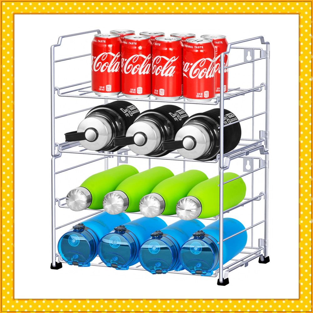 Adjustable Water Bottle Organizer Holder, 2-Tier 2 Pack Stackable Wall ...