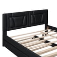 thumbnail image 7 of Queen Size Bed Frame, Upholstered Platform Bed with PU Leather Headboard, Heavy-Duty Platform with Solid Wood Slats, No Box Spring Needed, Easy Assembly, Black, 7 of 7