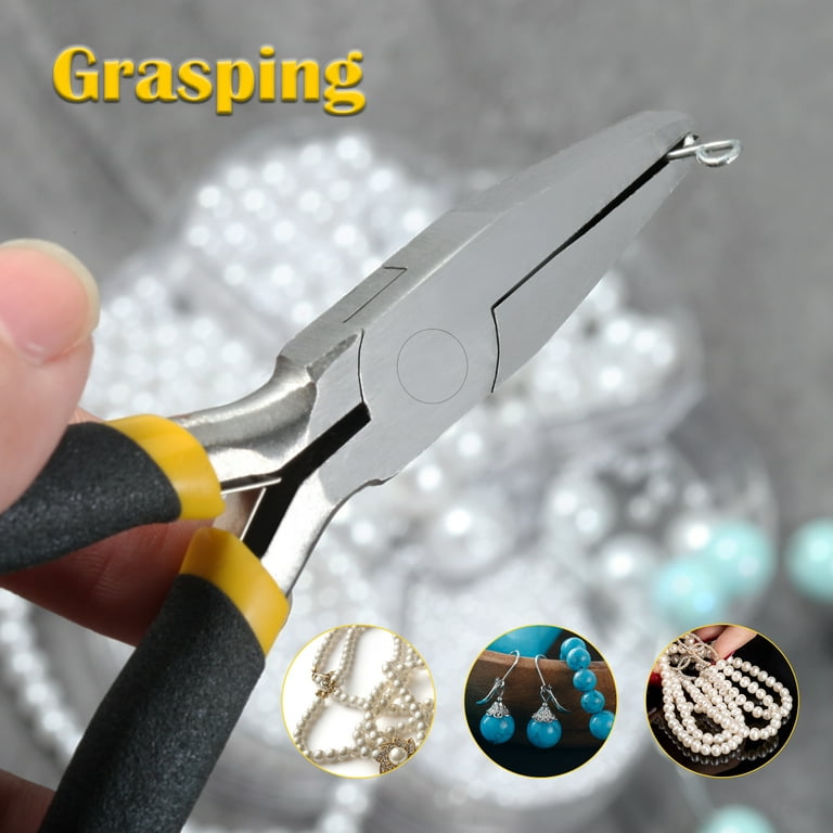 6 Inch Long Needle Nose Pliers and 5 Inch Flat Nose Pliers Bundle, Hand  Tool for Jewelry Making Wire Beading Wrapping Repairing Tool