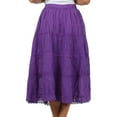 thumbnail image 2 of Sakkas Solid Embroidered Crochet Lace Trim Gypsy Bohemian Mid Length Cotton Skirt - Purple - One Size, 2 of 2