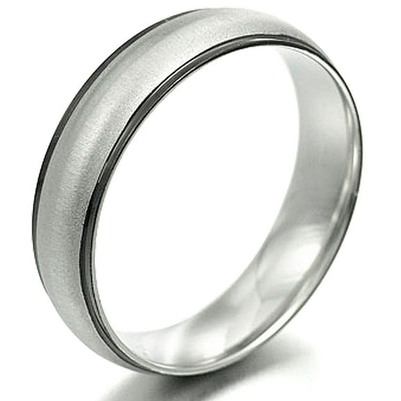 Gemini Men's Two Tone Black Mix Silver Anniversary Wedding Titanium Ring Width 6mm Valentine's Day Gift