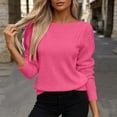 thumbnail image 4 of AKOEE Women Knit Sweaters Boat Neck Hollow-Out Long Sleeve Plain Soft Pullovers Loose Fall Winter Casual Tops (XL, Hot Pink), 4 of 6