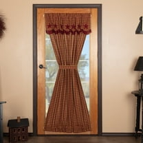 VHC Brands Star Cotton Primitive Curtains Rod Pocket Tie Back(s) Appliqued Door Panel, 72x40, Burgundy Red