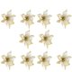 thumbnail image 1 of EeaseMX 10 flores artificiales con purpurina de 13 cm para decoración de árbol de Navidad (doradas), 1 of 7