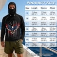 thumbnail image 6 of SEANATIVE Men's Outdoor Fishing Hoodie Sun Protection with Face Cover, Lightweight Portable Sun Block Top UV Protection Hooded Pullover for Travel Fishing, 4XL, Eagle USA Flag Black, 6 of 7