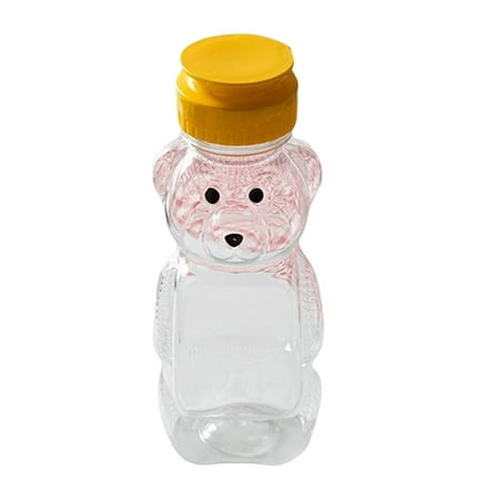 

Bear Shape Drinking Bottle Hy Jar Storage Dispenser Decor Condiment Kitchen Refillable Transparent Cups for Juice Mustard Ketchup Only Cup