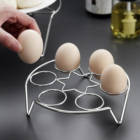 

TUTUnaumb Egg Steamer Convenient For Cook Seamer Plate Egg Cooker for Hard Boiled Eggs Poached Eggs Scrambled Eggs Multi-functional Rack 17.5×4.5cm Summer Kitchen Tools-Silver-S