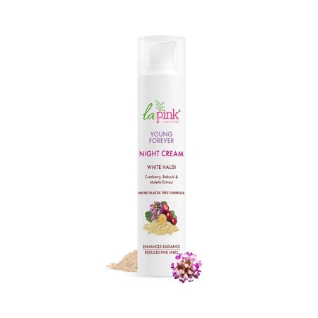 La Pink Young Forever Night Cream | 100% Microplastic Free Formula | Age Defying, Reduces Fine Lines, Pigmentation, Dark Spots & Scars | White Haldi | For Young