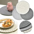 thumbnail image 1 of Ggdda 3Pc Cotton Rope Woven Meal Mat Circular Cotton Thread Woven Cup Mat Sand Pot Mat Kitchen Table Thickened Insulation Mat (Clearance), 1 of 9