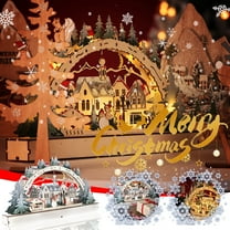 Wooden Christmas LED lights ornaments scene decorations, wooden house figurine with music and lights, battery-powered design, perfect for Christmas day decor and gift choice