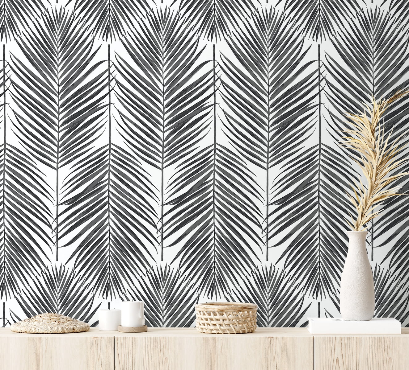 NextWall Ebony Paradise Palm Peel and Stick Wallpaper
