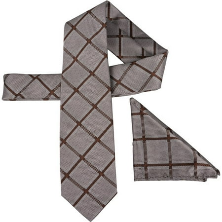 Daxx Men's Plaid Silk Touch Microfiber Tie and Hanky Set