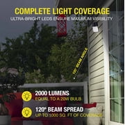 Hyper Tough Direct Wire Pack Light with Clear Lens Cover, Dusk to Dawn, Black, 2000 Lumens, 120V