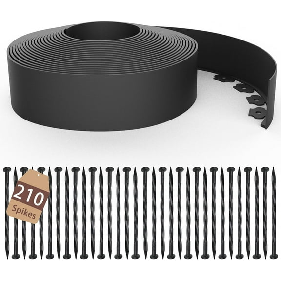 4 inch Tall Landscape Edging Kit 60FT Garden Edging with 120 Spikes for Lawn Edging and Flower Beds (Black, 60FT)