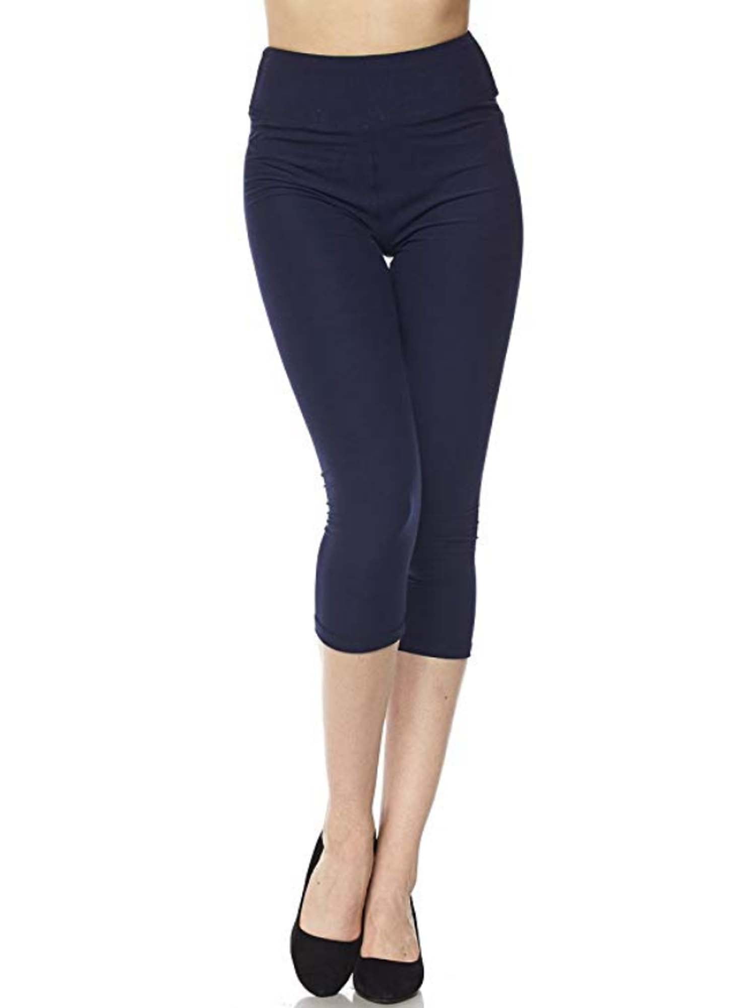 5 Pack Capri Leggings For Women 3 inch Wide Waistband Yoga Sports and Casual Ultra Soft Capri Legging Pants (XL/2XL)