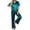 Blue Green, variant on Silk Pajamas for Womens Set 2 Piece Satin Pjs Soft Button Down Sleepwear Wide Leg Long Pants with Pockets