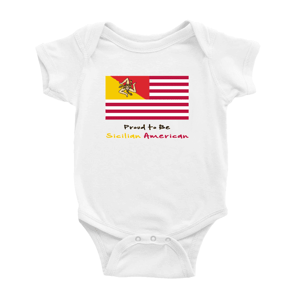 Proud to Be Sicilian American Flag Cute Baby Bodysuits Newborn Clothes (White, 12-18 Months)