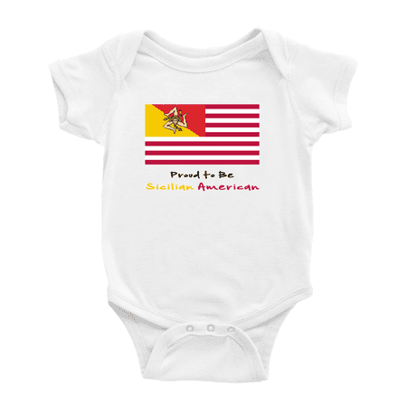 

Proud to Be Sicilian American Flag Cute Baby Bodysuits Newborn Clothes (White 6-12 Months)