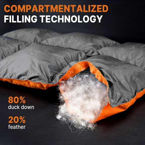 Down Puffy Blanket for Car Camping Outdoor Travel Backpacking, Duck Down Lightweight Portable Soft Warm Cozy Camping Blanket Quilt, 53"x78", Light Gray