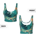 thumbnail image 5 of Haiem Around The Planet Pattern Womens Sports Bra - U Neck Padded Low Impact Yoga Bra Workout Crop Top Gym Moisture-Wicking Workout Vest -, 5 of 9