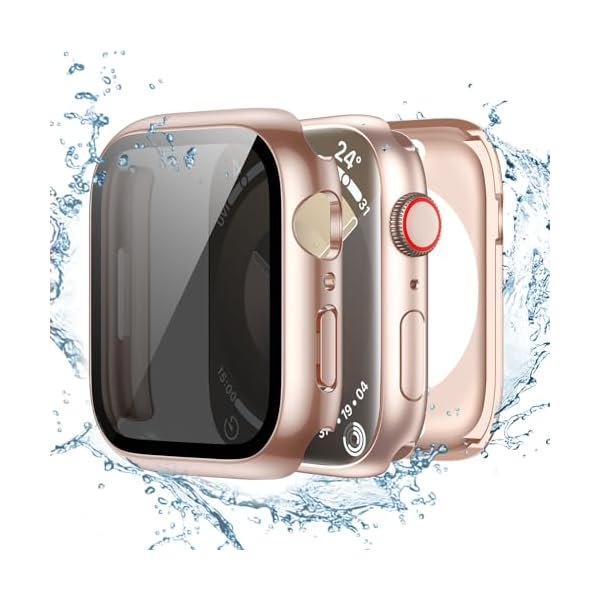 wonima44 2-in-1 Waterproof Apple Watch Screen Protector Case 40mm | SE 2nd Generation Series SE 6 5 4 | Built-in Privacy Tempered Glass | 26° Anti Spy | 360° Full Protection | PC Face Cover