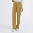 thumbnail image 5 of Womens Corduroy Pants Casual Elastic High Waisted Straight Leg Pull On Trousers Loose Comfy Slacks with Pockets Yellow L, 5 of 7