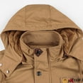 thumbnail image 6 of MRULIC parka  men Men's Winter Hooded  Large Size Outwear Muli-pockets Fit Snap Overcoat Outdoor Warm Soft CoatMen's Parkas Khaki + 4XL, 6 of 8