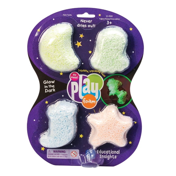 Educational Insights Original Playfoam Glow-In-The-Dark 4-Pack, Fidget & Sensory Toy, Gift for Boys & Girls, Ages 3, 4, 5
