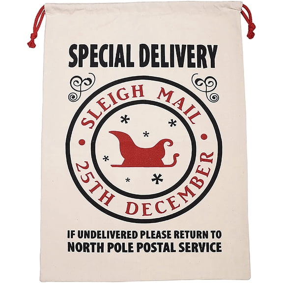 Personality Case Christmas Drawstring Bag – From the North Pole – 100% Cotton – 19” x 26.25” – Personalized & Printed with Quote – Reusable Sack for Christmas Gifts, Holiday Storage & Decorations