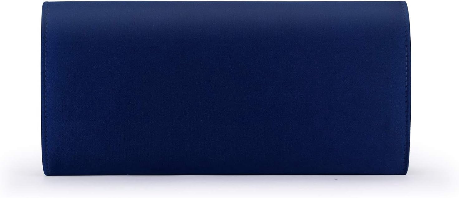 Women Satin Rhinestones Evening Bags Prom Bridal Clutch Purse Cross Body With Detachable Chain Strap