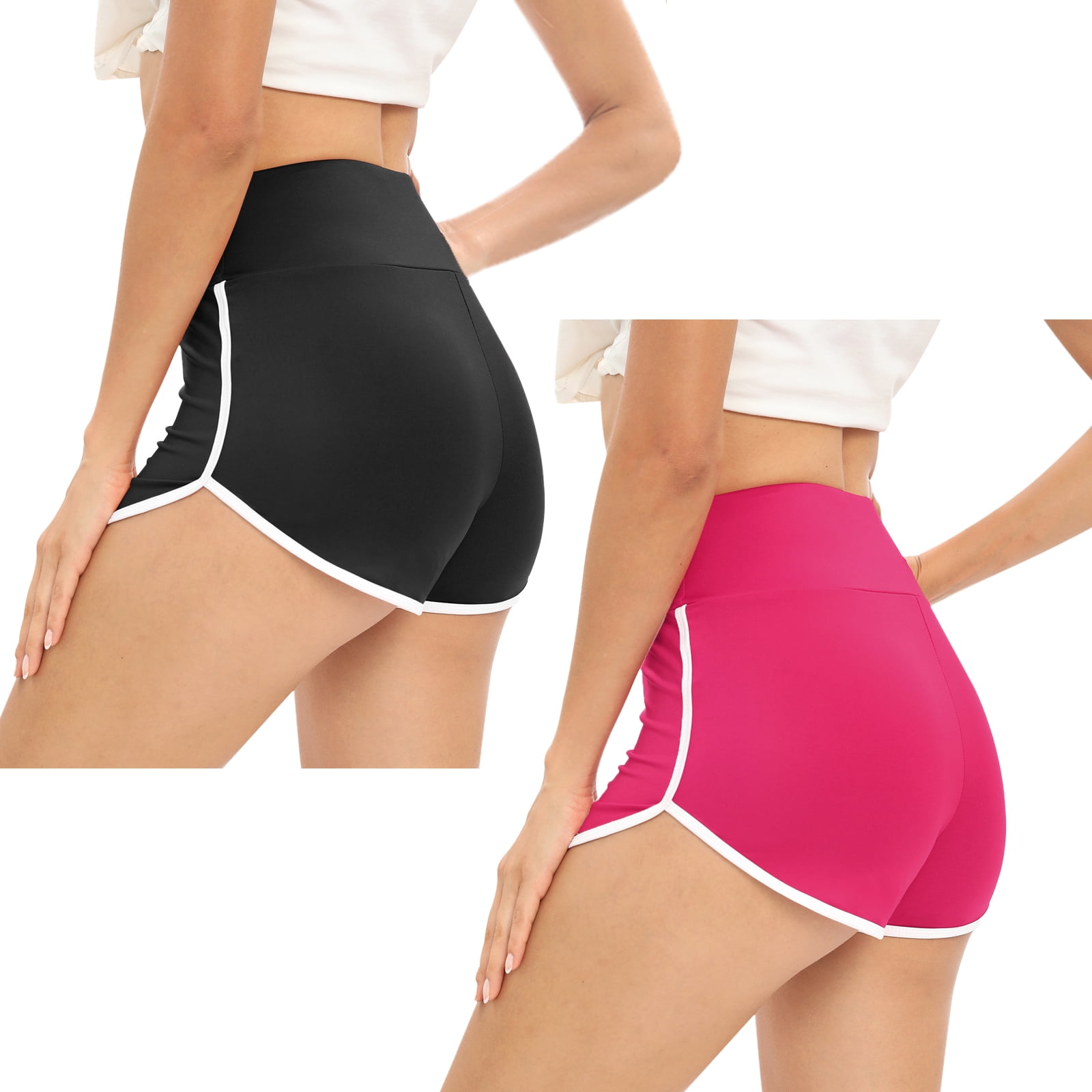 Baywell 2 Pack Women's High Waisted Workout Booty Shorts Yoga Sports