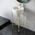 thumbnail image 2 of Monaco 15.75" Round Console Sink with Faucet Mount, White Basin Brushed Gold Legs, 2 of 11