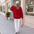 thumbnail image 5 of Women's Casual Crewneck Sweatshirt Loose Long Sleeve Pullover Tops Soft Solid Color Fall Winter Clothes Loungewear Everyday, 5 of 6