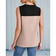 thumbnail image 4 of Women Casual Summer Round Neck Colorblock Sleeveless Tank Top Black+ XL, 4 of 6