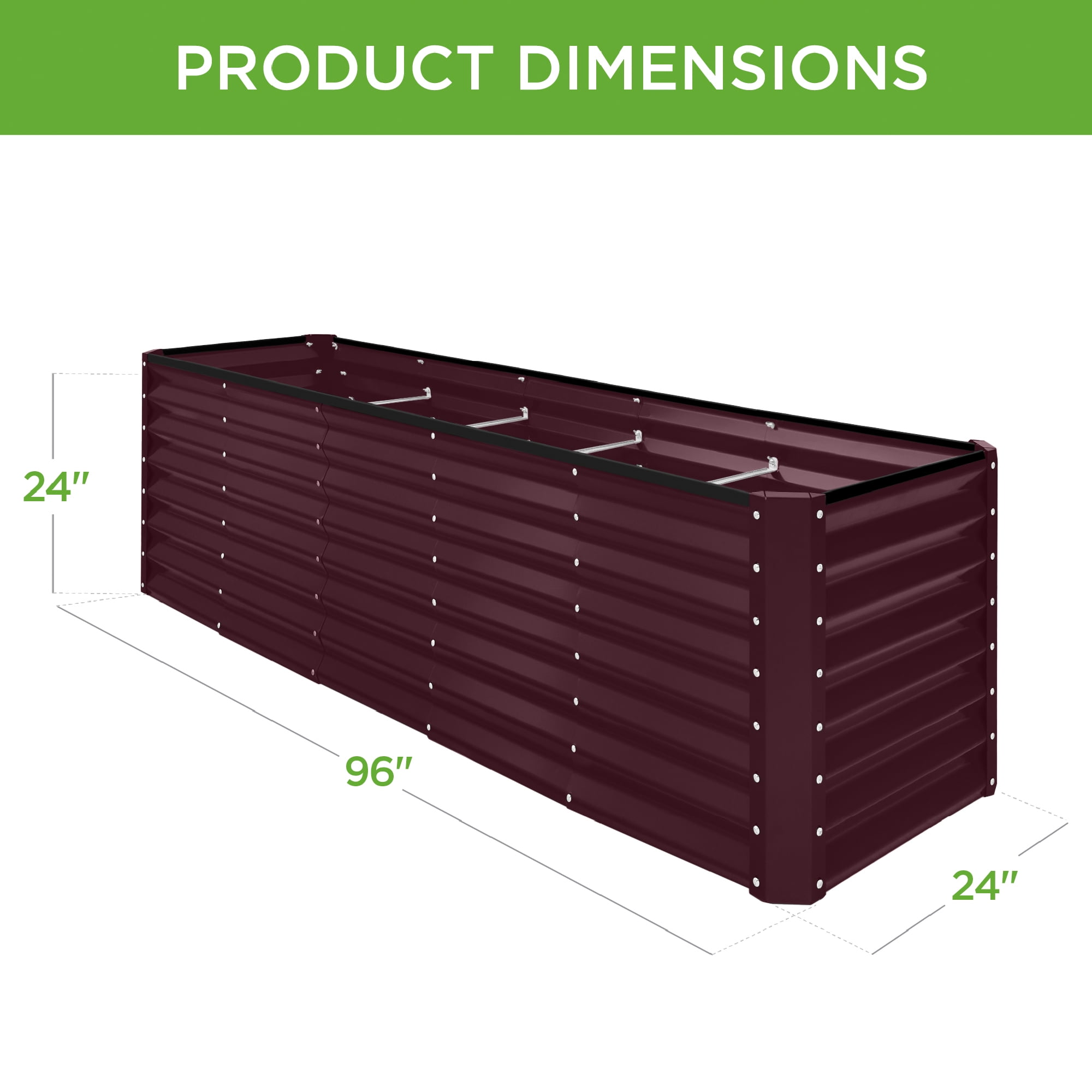Best Choice Products 8x2x2ft Raised Metal Outdoor Garden Bed for Flowers Vegetables Herbs - Burgundy