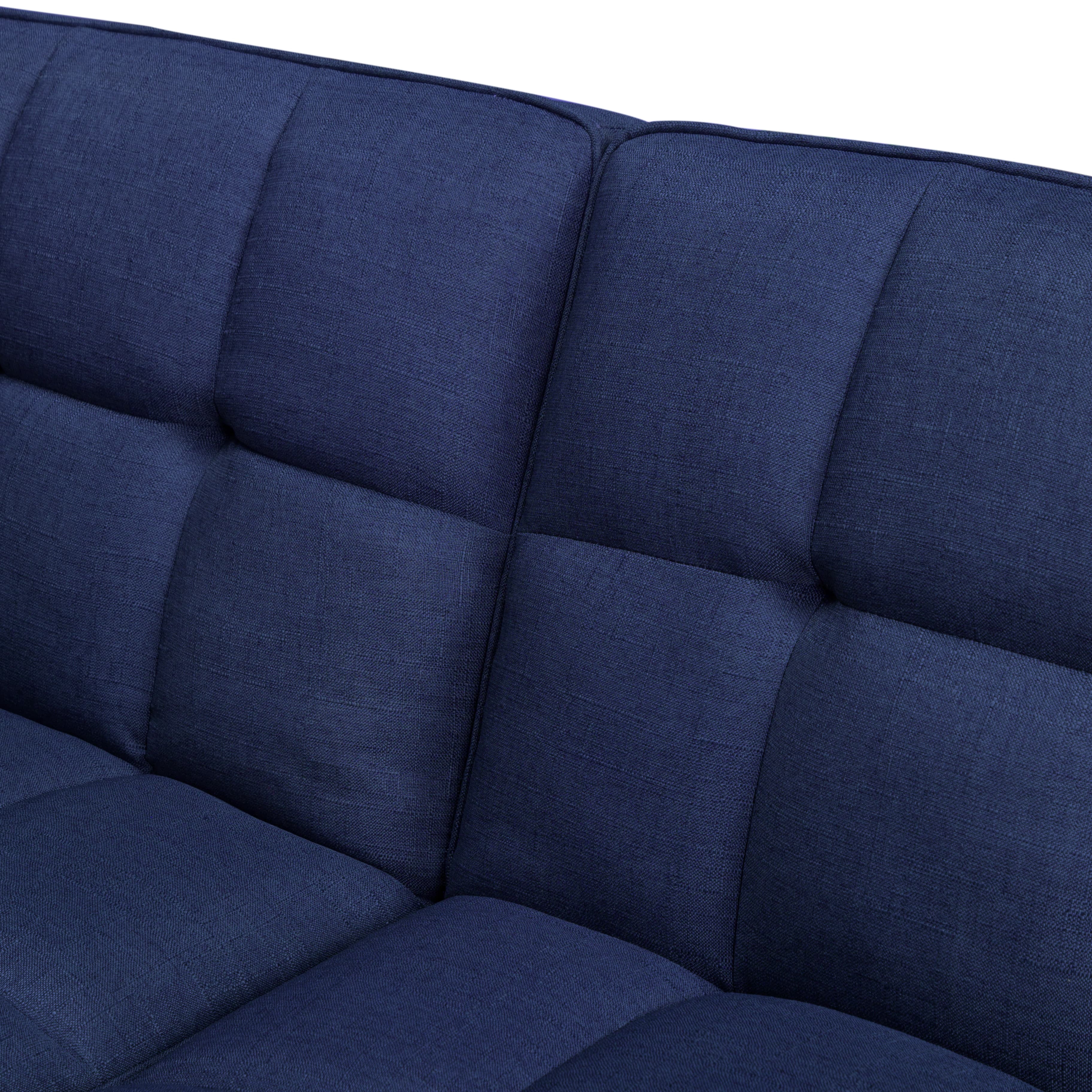 BSHTI 71.5 inch Modern Adult Futon Sofa Bed,Adult Sleeping Chouch with 2 Pillows for Livingroom,Navy Blue