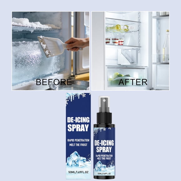 Dvkptbk ice melt spray 50ml Des-Icer Spray Fast Ice Melting and Defrosting Spray for Refrigerator and Car Multi-Surfaces Ice Remover for Hard Surfaces